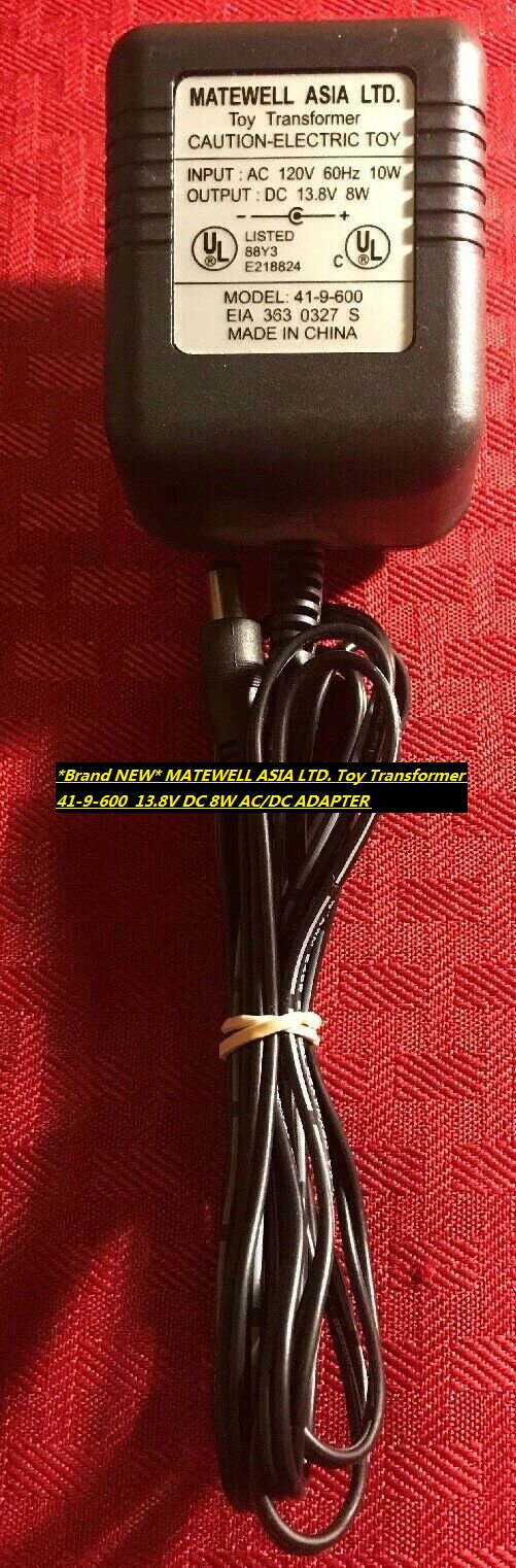 *Brand NEW* MATEWELL ASIA LTD. Toy Transformer 41-9-600 13.8V DC 8W AC/DC ADAPTER Power Supply